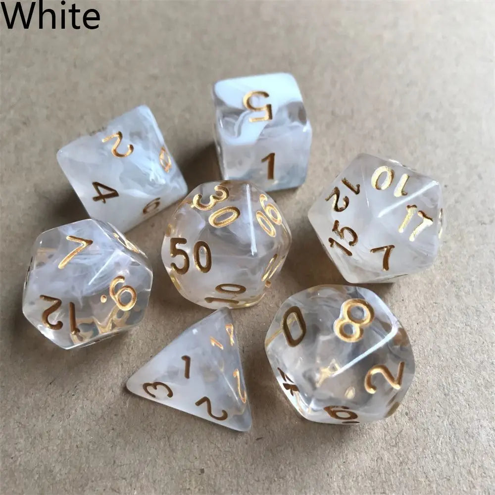 For RPG DND Accessories 7Pcs Multi-Sided Clear Dice Set Game Dice Polyhedral Dice For Board Card Game Tarot Supplies