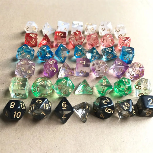 For RPG DND Accessories 7Pcs Multi-Sided Clear Dice Set Game Dice Polyhedral Dice For Board Card Game Tarot Supplies