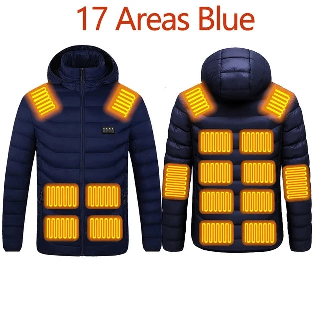 Washable USB charging and heating jacket, cotton hooded jacket, electric heating, thermal jacket, outdoor, camping, hiking zone