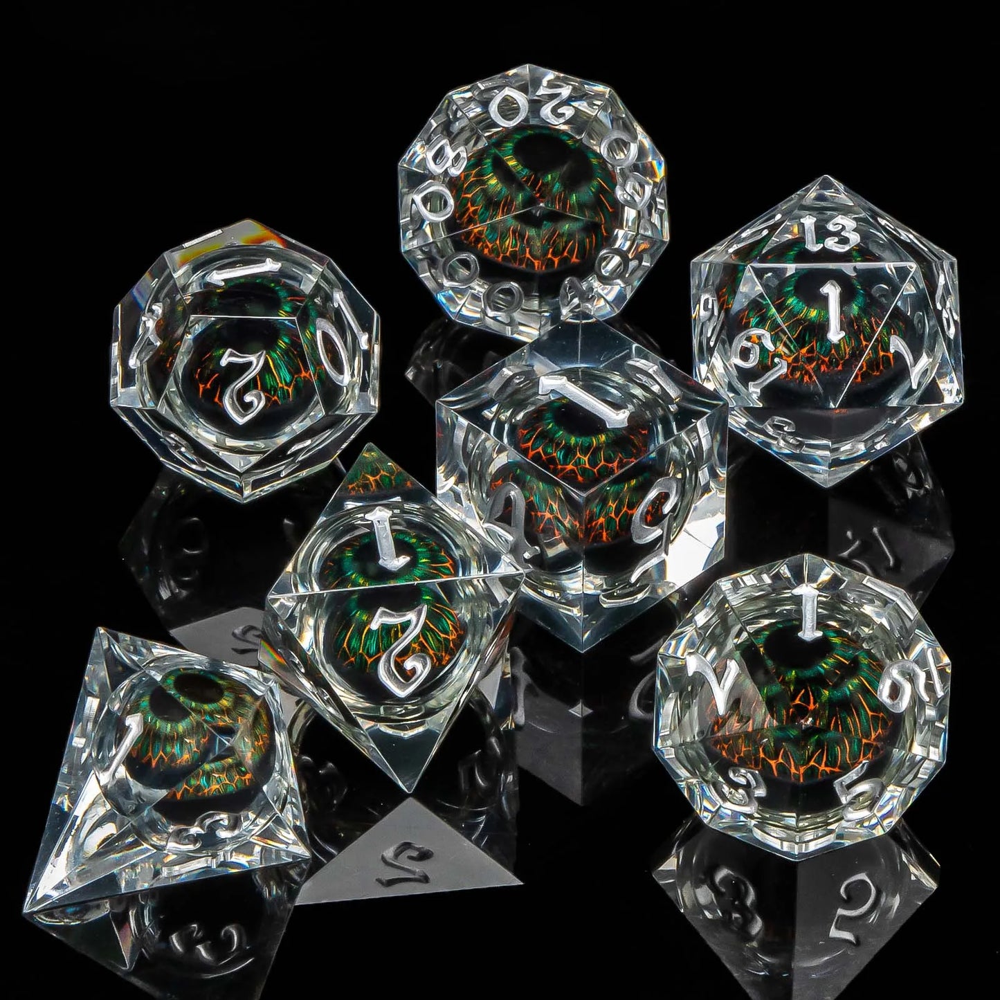 D&D D and D Flowing Sand Sharp Edge Dragon Resin Polyhedral Dice Set For RPG Role Playing Dungeon and Dragon Pathfinder  Boa