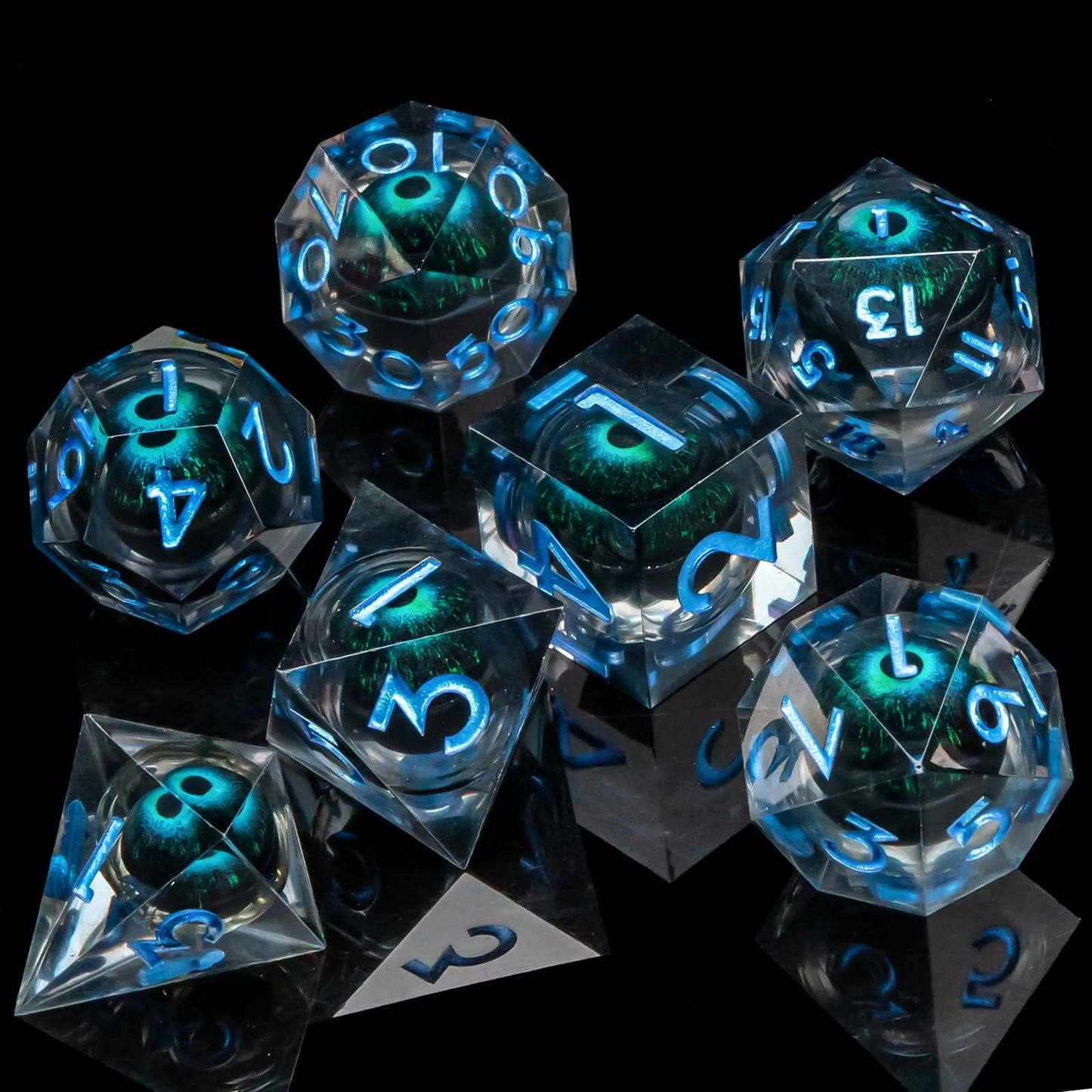 D&D D and D Flowing Sand Sharp Edge Dragon Resin Polyhedral Dice Set For RPG Role Playing Dungeon and Dragon Pathfinder  Boa