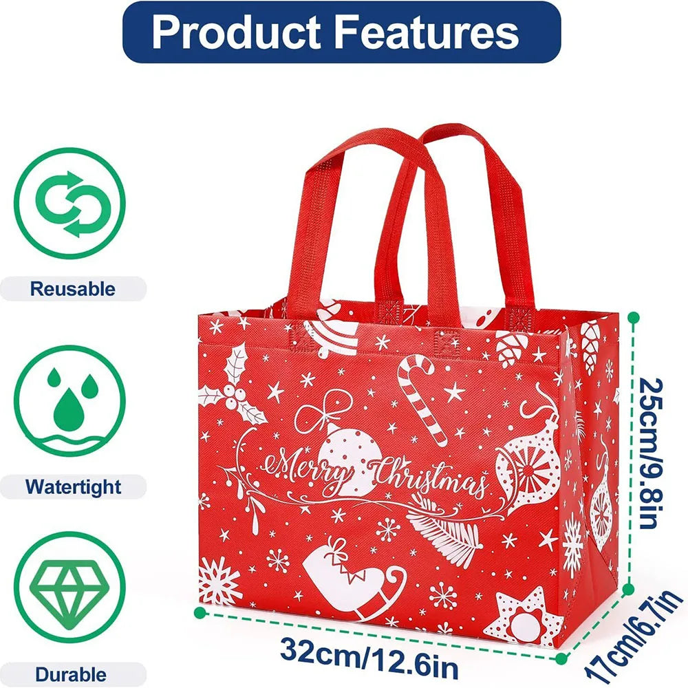 New Christmas Gift Bags Non-Woven Fabric Tote Bags Candy Gift Packaging Bag Santa Claus Kids Holiday Happy New Year Party Favors