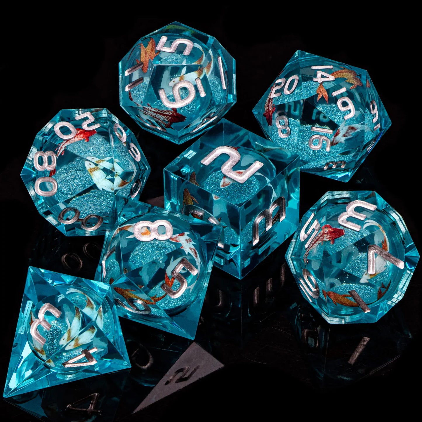 Flower Ring Dice Set & Dnd Liquid Flow Eye D and D Sharp Edge Dice For RPG D20 Dungeon and Dragon Pathfinder Role Playing Games