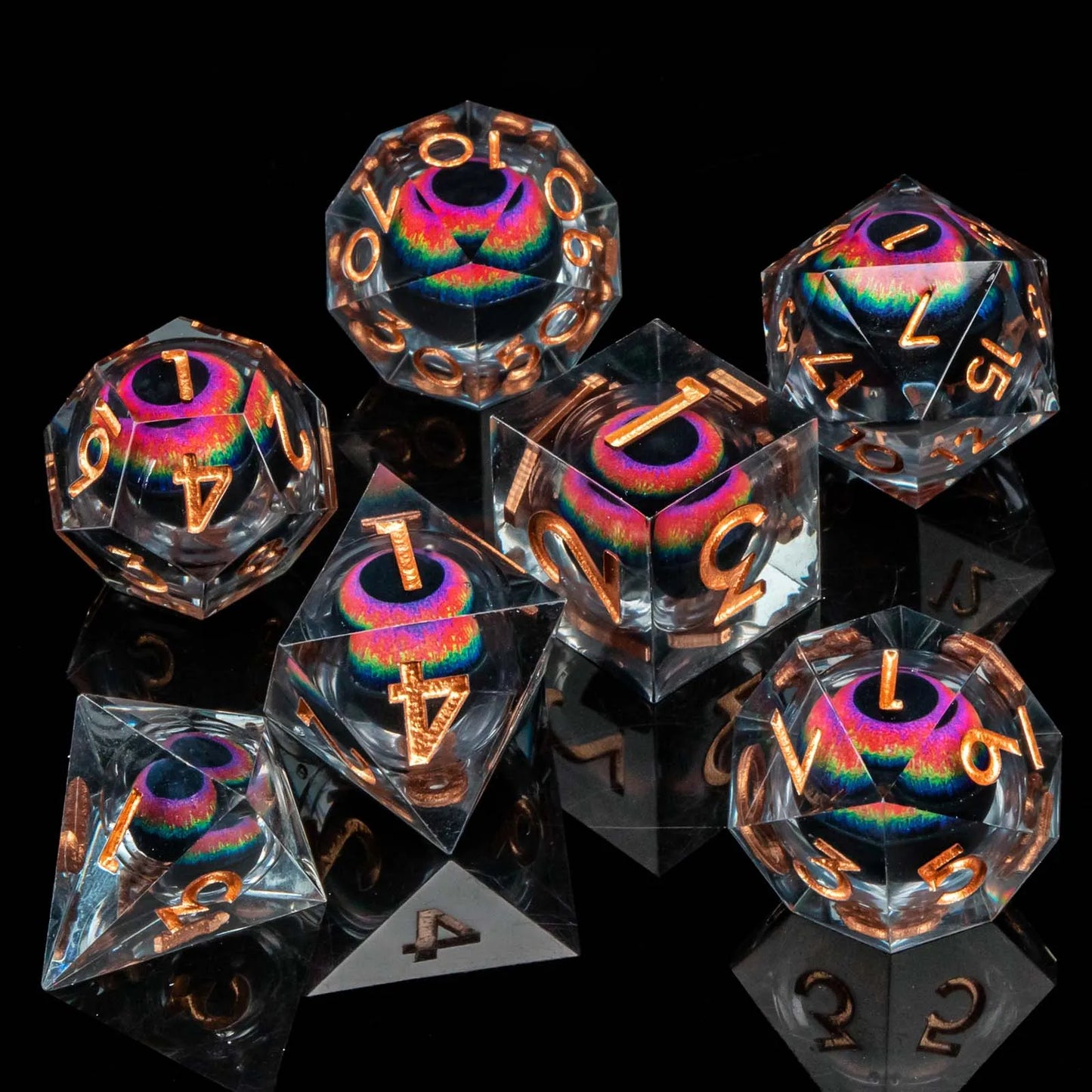 D&D D and D Flowing Sand Sharp Edge Dragon Resin Polyhedral Dice Set For RPG Role Playing Dungeon and Dragon Pathfinder  Boa