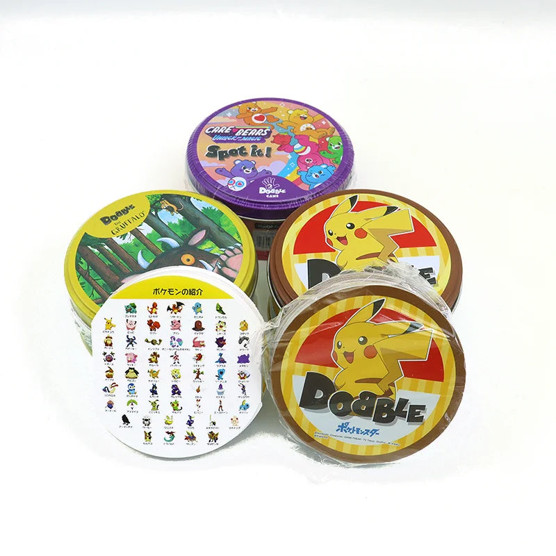 Spot It Anime Pokemon Pikachu Classical Dobble Jueg Cards Game with Metal Box Disney Friends Party Board Game Kid Holiday Toys