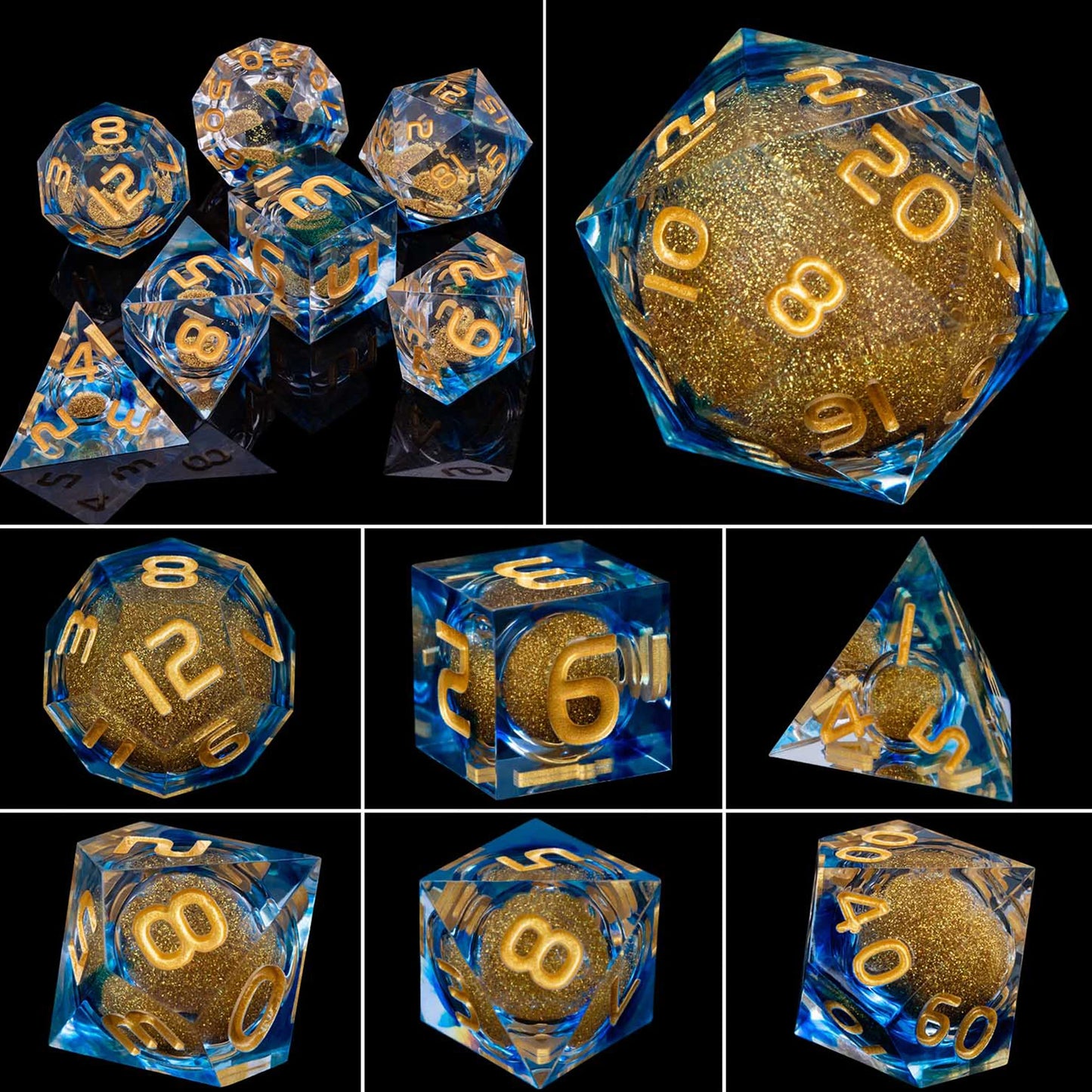 Flower Ring Dice Set & Dnd Liquid Flow Eye D and D Sharp Edge Dice For RPG D20 Dungeon and Dragon Pathfinder Role Playing Games