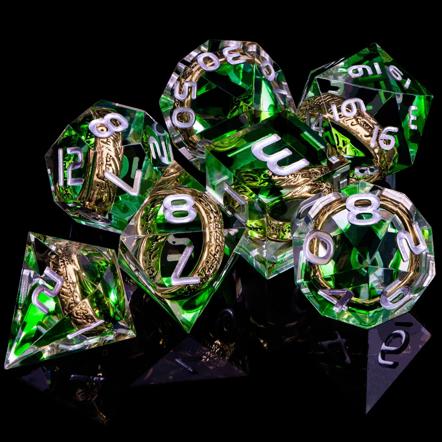 Flower Ring Dice Set & Dnd Liquid Flow Eye D and D Sharp Edge Dice For RPG D20 Dungeon and Dragon Pathfinder Role Playing Games