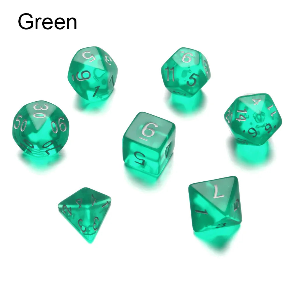 For RPG DND Accessories 7Pcs Multi-Sided Clear Dice Set Game Dice Polyhedral Dice For Board Card Game Tarot Supplies