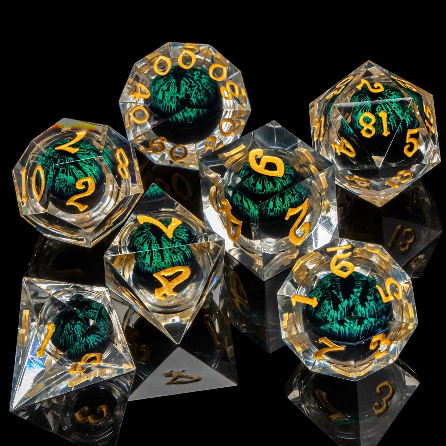 D&D D and D Flowing Sand Sharp Edge Dragon Resin Polyhedral Dice Set For RPG Role Playing Dungeon and Dragon Pathfinder  Boa