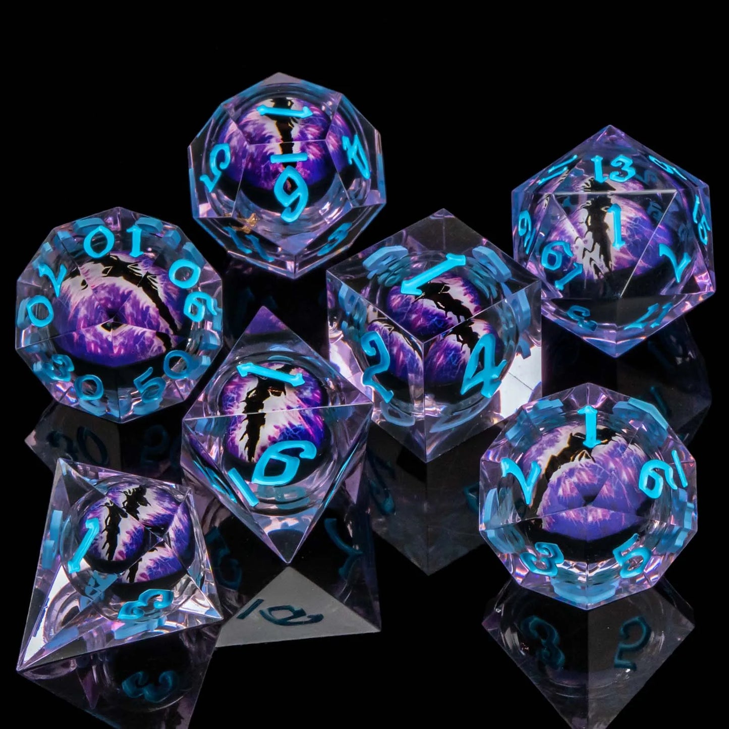 D&D D and D Flowing Sand Sharp Edge Dragon Resin Polyhedral Dice Set For RPG Role Playing Dungeon and Dragon Pathfinder  Boa