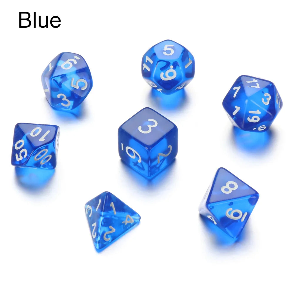 For RPG DND Accessories 7Pcs Multi-Sided Clear Dice Set Game Dice Polyhedral Dice For Board Card Game Tarot Supplies