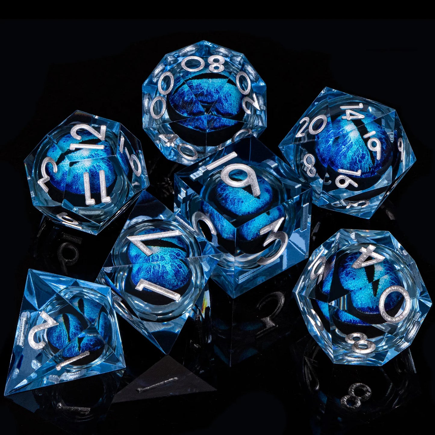 Flower Ring Dice Set & Dnd Liquid Flow Eye D and D Sharp Edge Dice For RPG D20 Dungeon and Dragon Pathfinder Role Playing Games