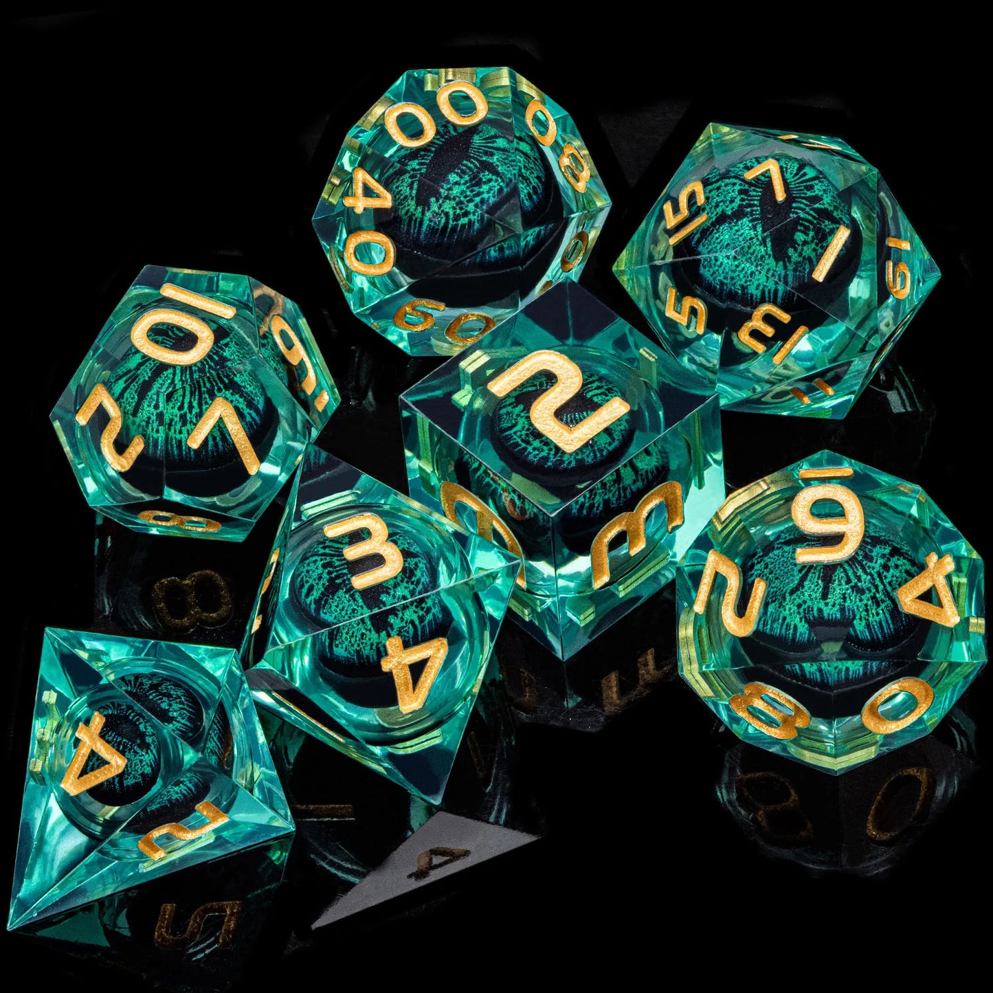 Flower Ring Dice Set & Dnd Liquid Flow Eye D and D Sharp Edge Dice For RPG D20 Dungeon and Dragon Pathfinder Role Playing Games