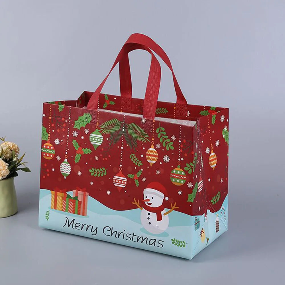 New Christmas Gift Bags Non-Woven Fabric Tote Bags Candy Gift Packaging Bag Santa Claus Kids Holiday Happy New Year Party Favors