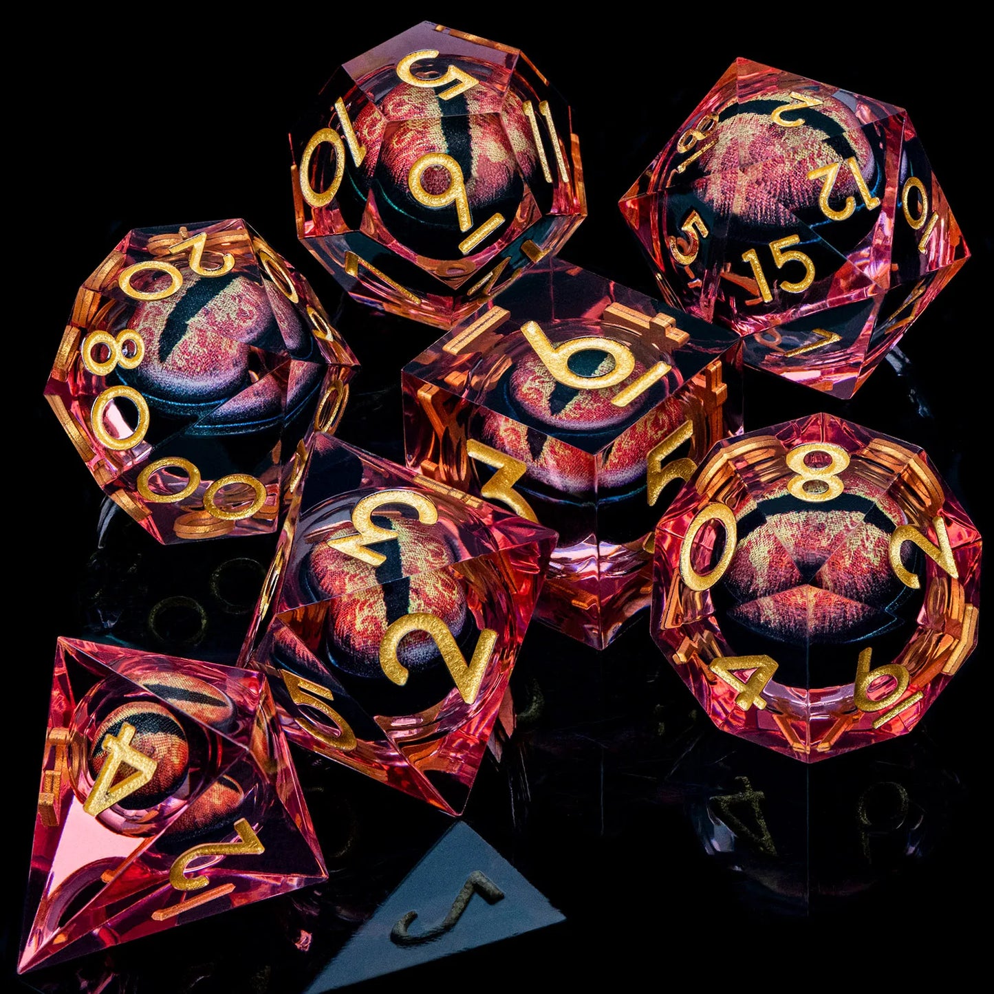 Flower Ring Dice Set & Dnd Liquid Flow Eye D and D Sharp Edge Dice For RPG D20 Dungeon and Dragon Pathfinder Role Playing Games