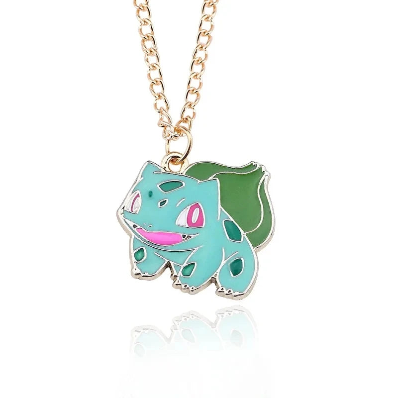 Pokemon Cartoon Pendant Necklace Pikachu Metal Hip hop Pendant Necklace Anime Magic Ball Sweater Chain Kawaii Model Jewelry Gift