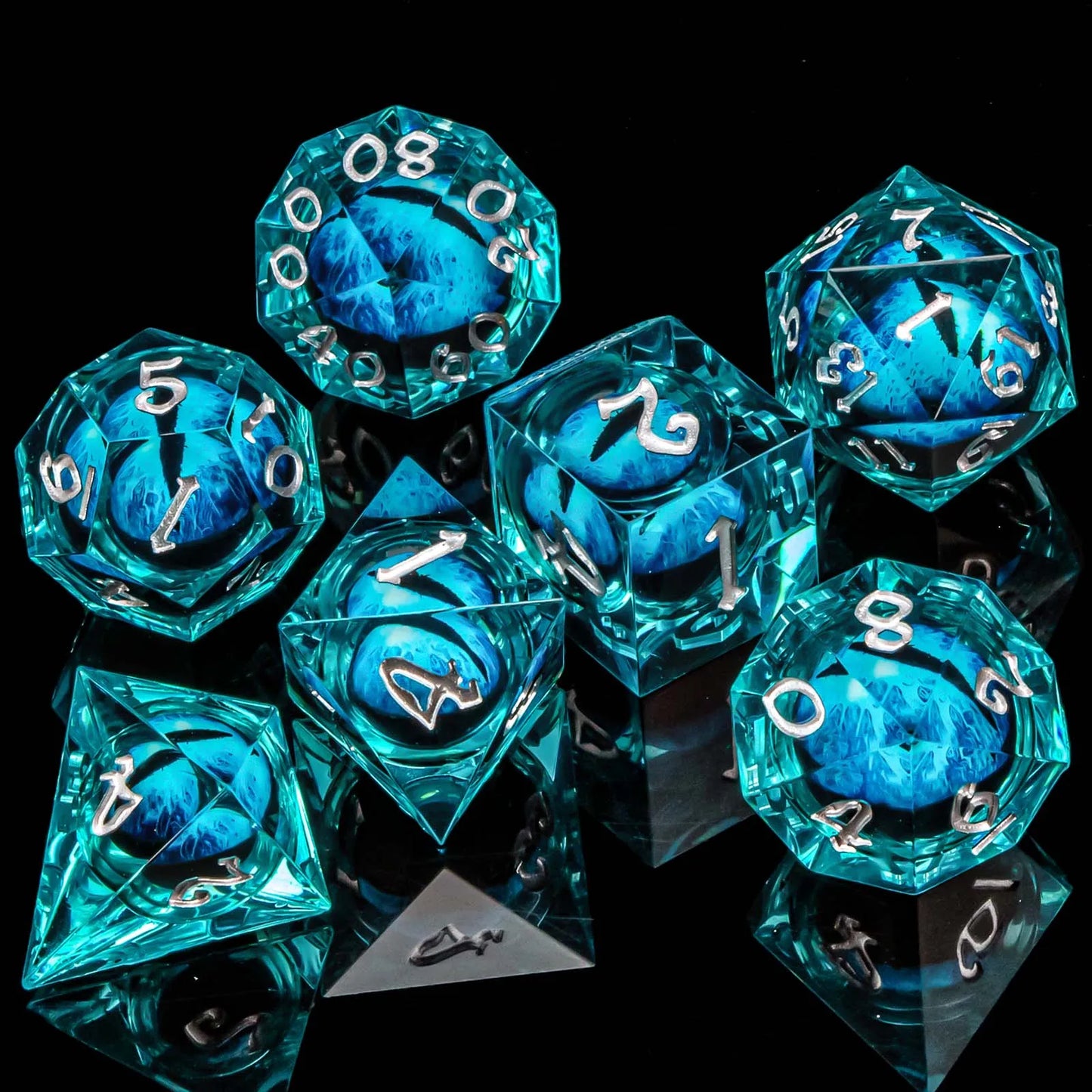 D&D D and D Flowing Sand Sharp Edge Dragon Resin Polyhedral Dice Set For RPG Role Playing Dungeon and Dragon Pathfinder  Boa