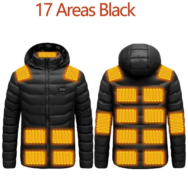 Washable USB charging and heating jacket, cotton hooded jacket, electric heating, thermal jacket, outdoor, camping, hiking zone