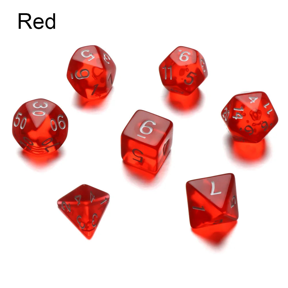 For RPG DND Accessories 7Pcs Multi-Sided Clear Dice Set Game Dice Polyhedral Dice For Board Card Game Tarot Supplies