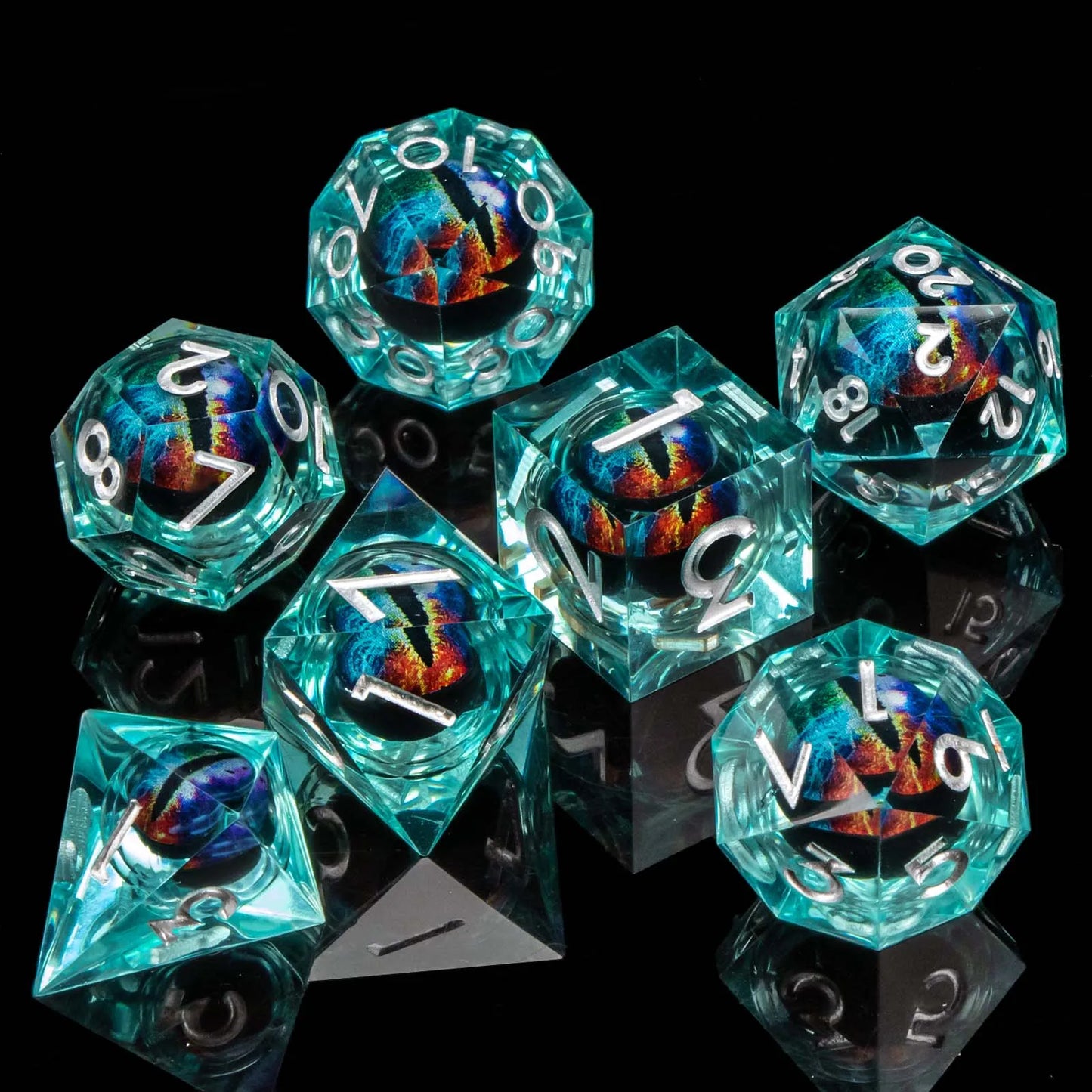 D&D D and D Flowing Sand Sharp Edge Dragon Resin Polyhedral Dice Set For RPG Role Playing Dungeon and Dragon Pathfinder  Boa