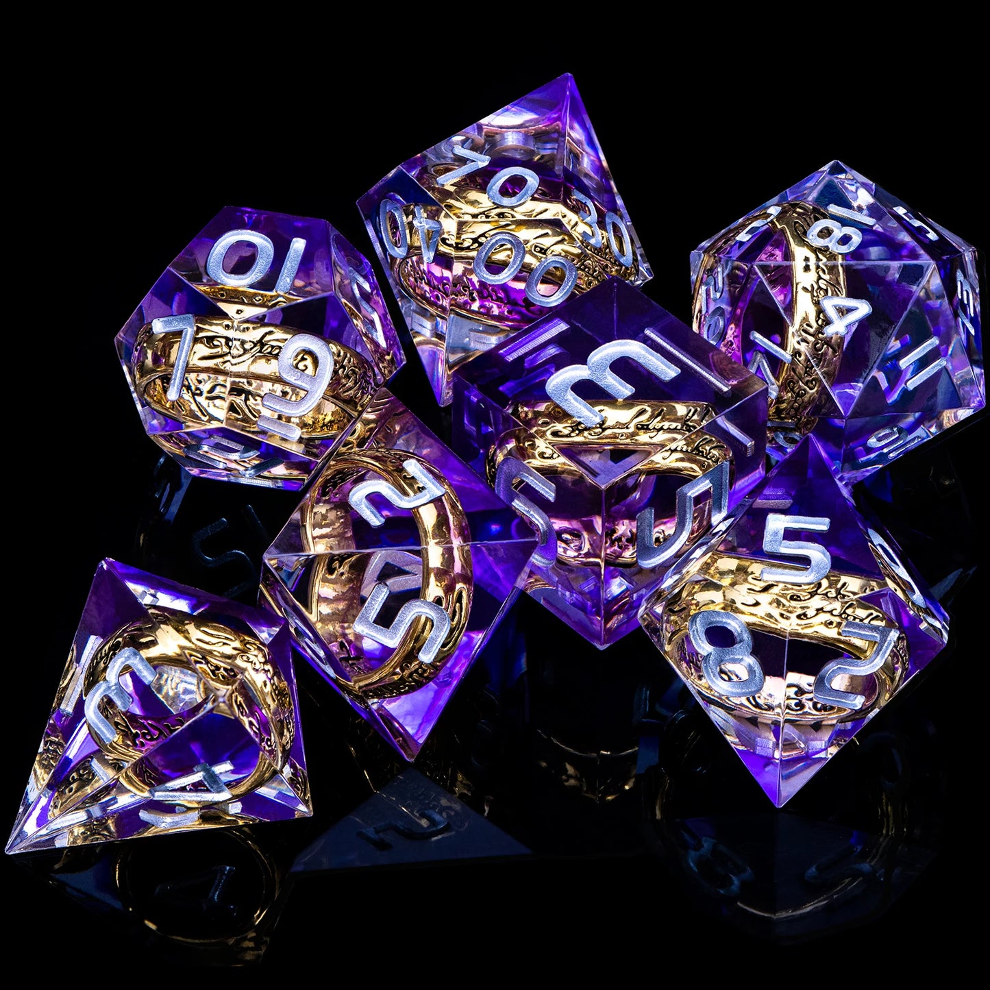 Flower Ring Dice Set & Dnd Liquid Flow Eye D and D Sharp Edge Dice For RPG D20 Dungeon and Dragon Pathfinder Role Playing Games