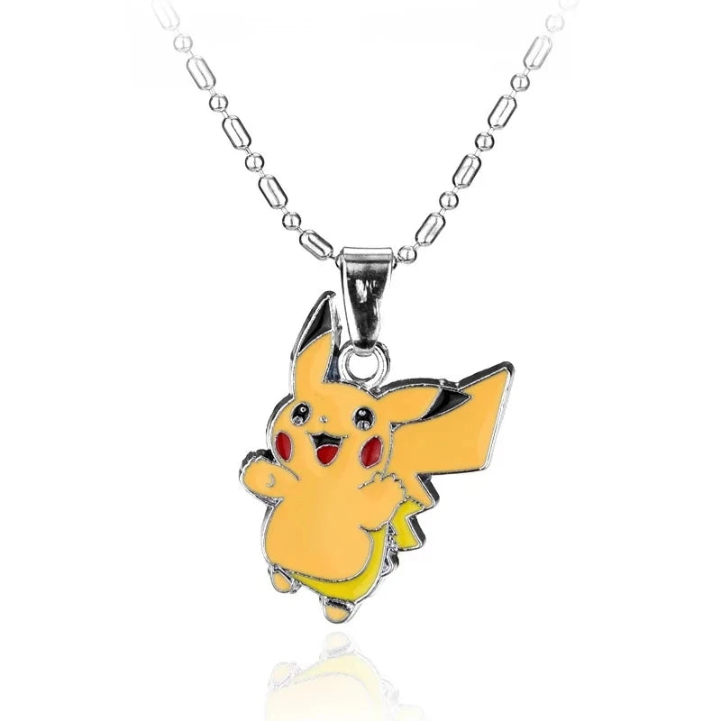 Pokemon Cartoon Pendant Necklace Pikachu Metal Hip hop Pendant Necklace Anime Magic Ball Sweater Chain Kawaii Model Jewelry Gift