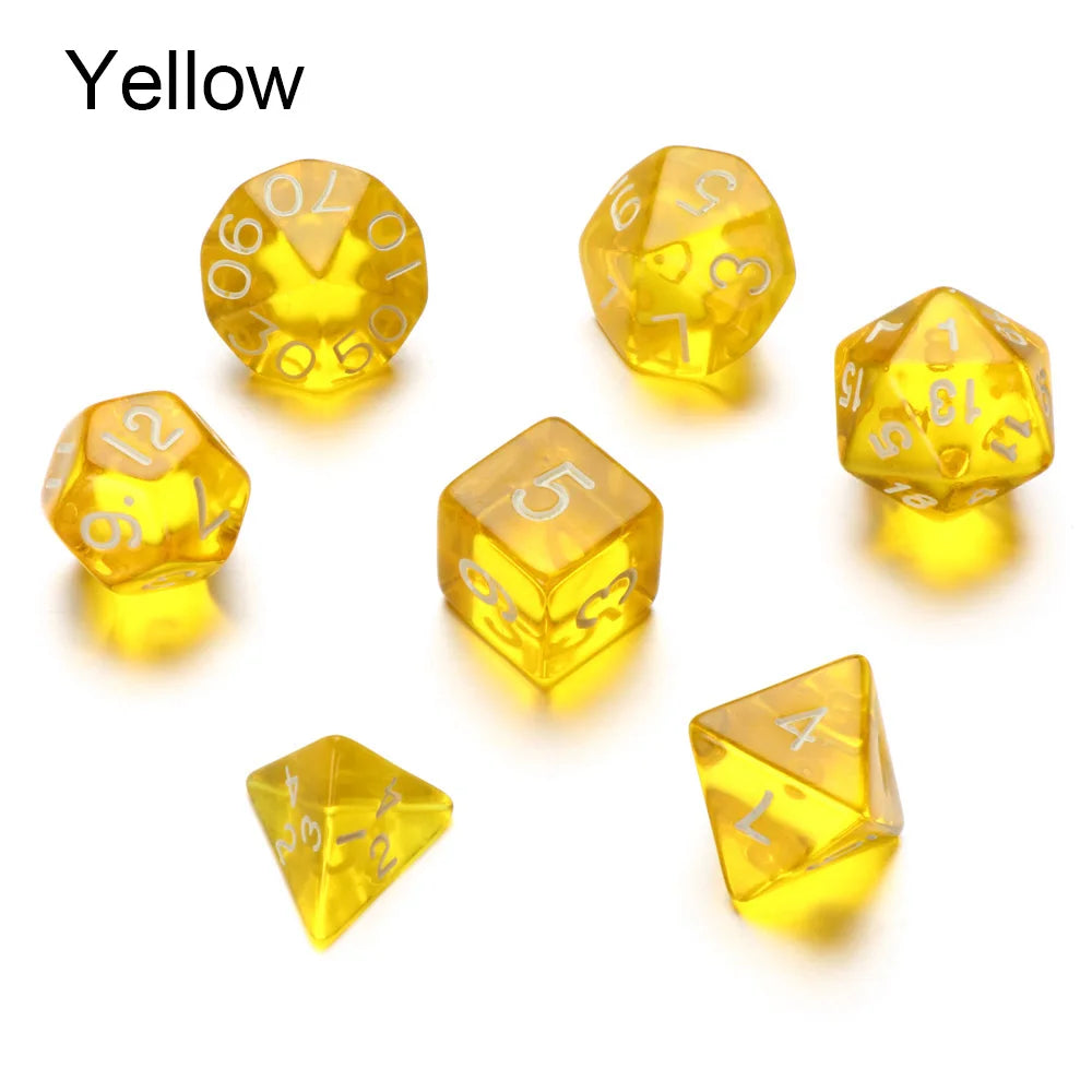 For RPG DND Accessories 7Pcs Multi-Sided Clear Dice Set Game Dice Polyhedral Dice For Board Card Game Tarot Supplies