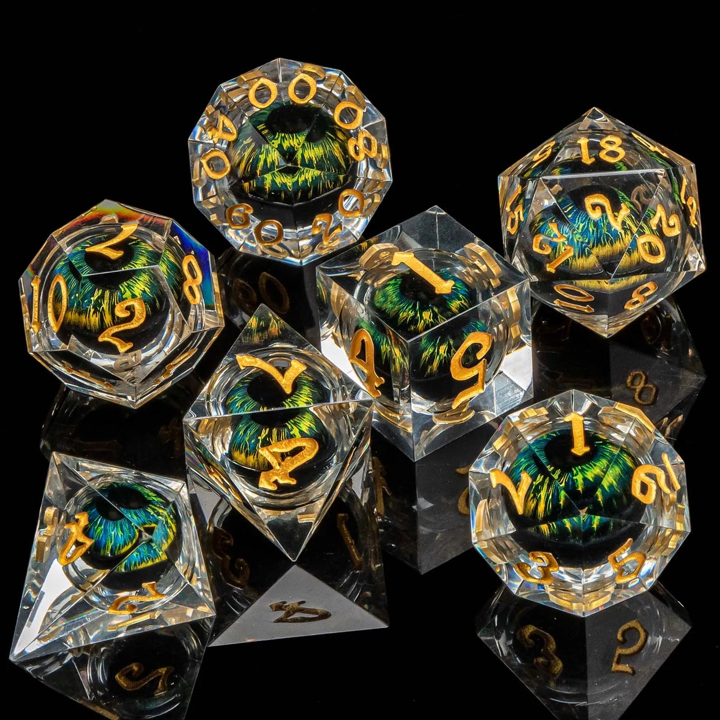 D&D D and D Flowing Sand Sharp Edge Dragon Resin Polyhedral Dice Set For RPG Role Playing Dungeon and Dragon Pathfinder  Boa