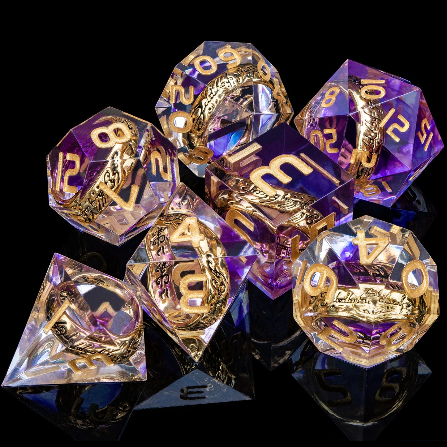 Flower Ring Dice Set & Dnd Liquid Flow Eye D and D Sharp Edge Dice For RPG D20 Dungeon and Dragon Pathfinder Role Playing Games