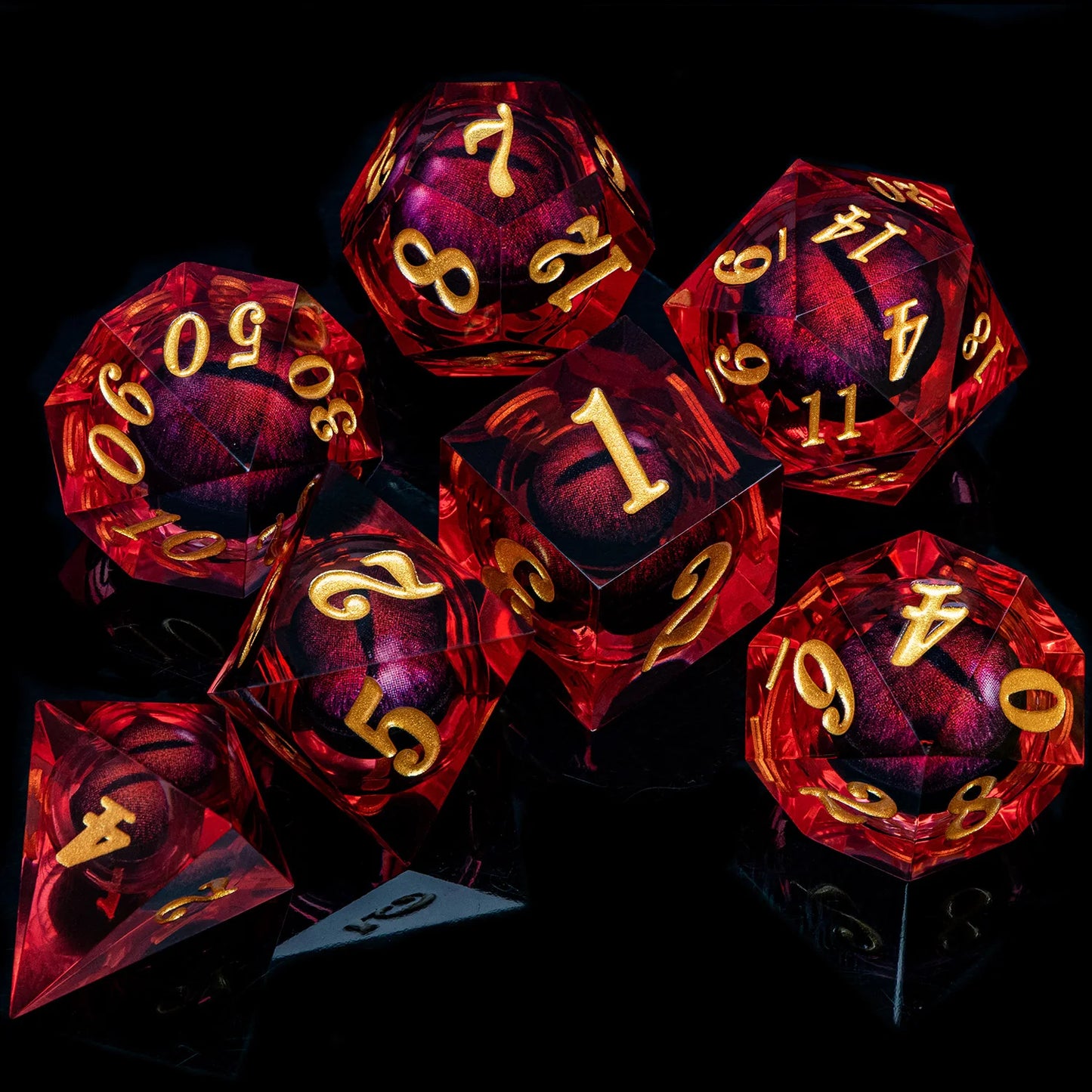 Flower Ring Dice Set & Dnd Liquid Flow Eye D and D Sharp Edge Dice For RPG D20 Dungeon and Dragon Pathfinder Role Playing Games