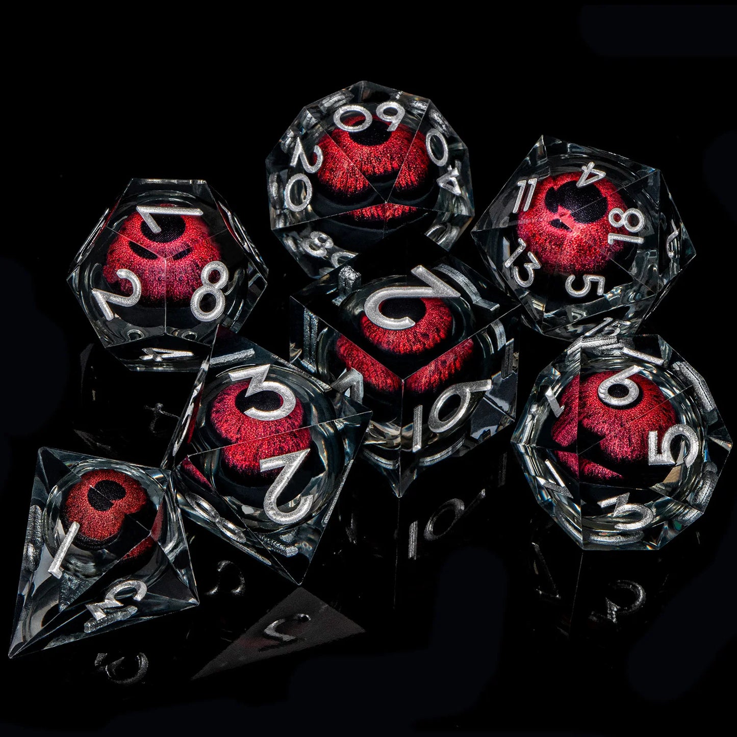 Flower Ring Dice Set & Dnd Liquid Flow Eye D and D Sharp Edge Dice For RPG D20 Dungeon and Dragon Pathfinder Role Playing Games