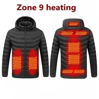 19/11/9 Areas Heated Jacket Men Electric Heating Jackets Heated Down Coat Men Women Clothing Winter Heatable Cotton Jacket Veste