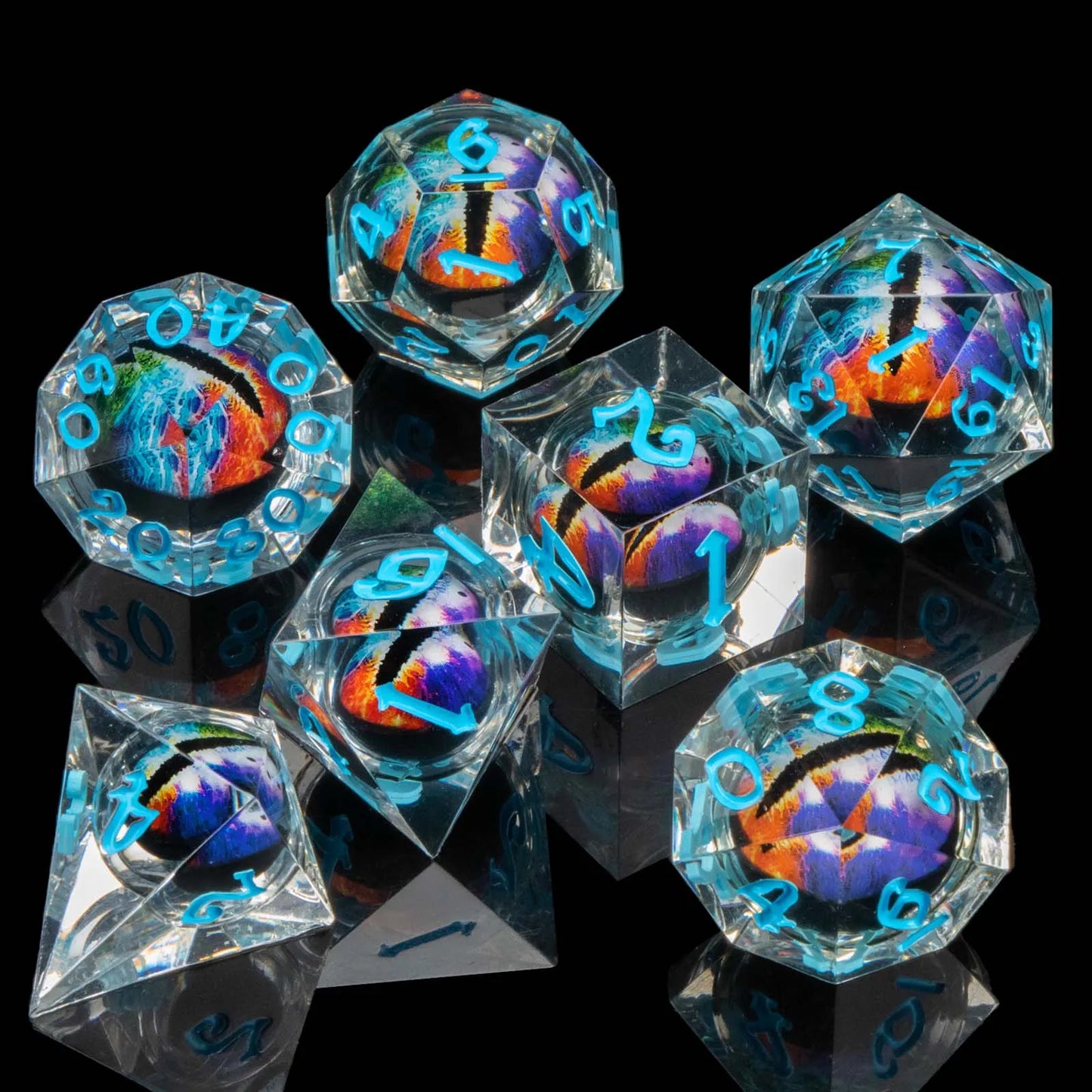 D&D D and D Flowing Sand Sharp Edge Dragon Resin Polyhedral Dice Set For RPG Role Playing Dungeon and Dragon Pathfinder  Boa