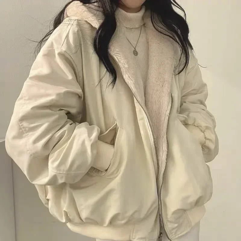 New Jackets for Women Thick Warm Parkas Oversized Double Sided Hooded Coat Korean Fashion Casual Loose Zip Up Jackets Coat Women.