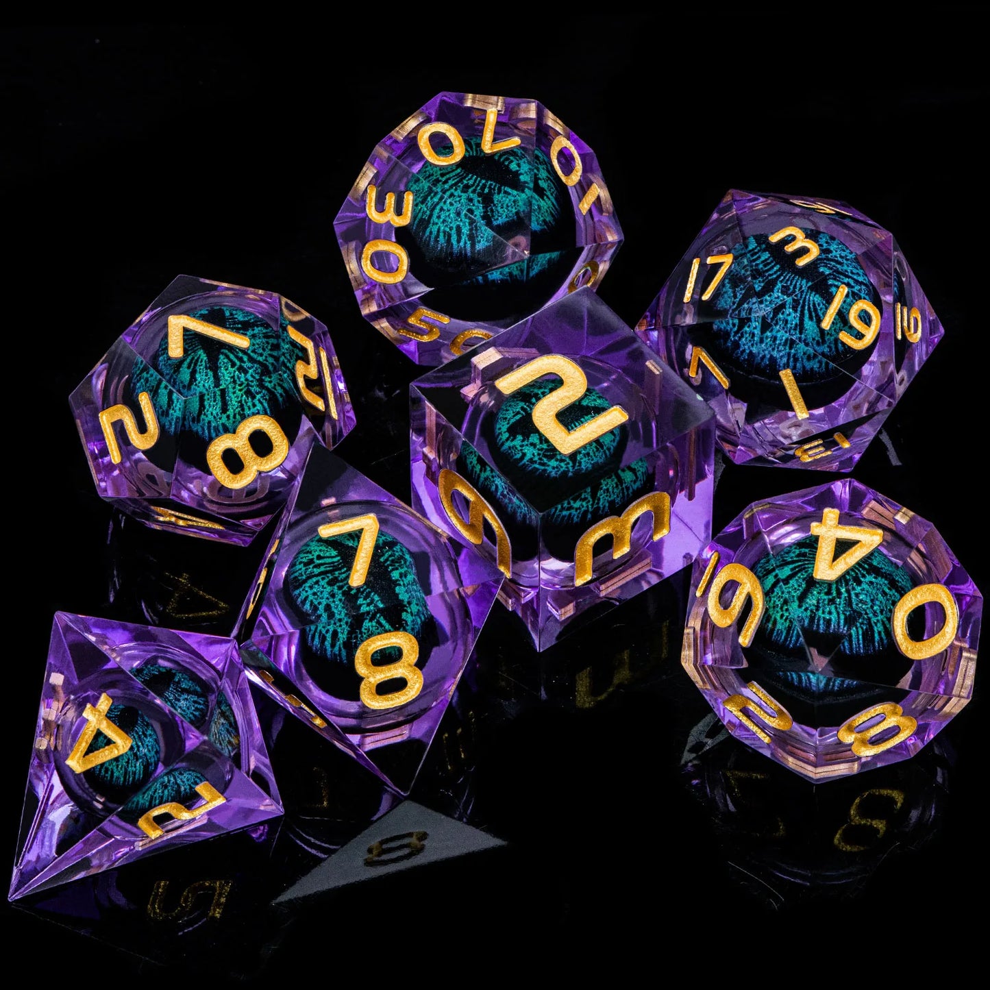 Flower Ring Dice Set & Dnd Liquid Flow Eye D and D Sharp Edge Dice For RPG D20 Dungeon and Dragon Pathfinder Role Playing Games