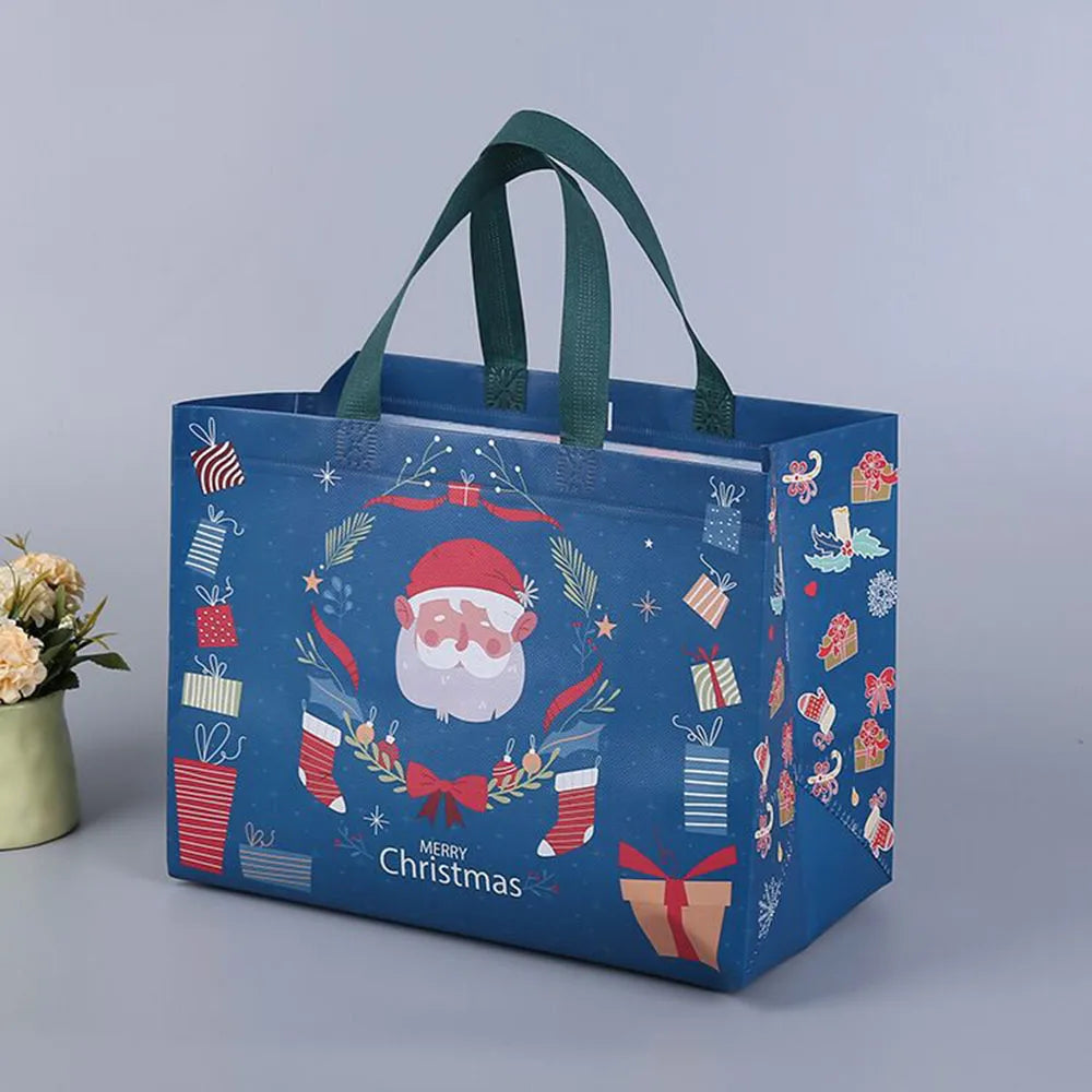 New Christmas Gift Bags Non-Woven Fabric Tote Bags Candy Gift Packaging Bag Santa Claus Kids Holiday Happy New Year Party Favors