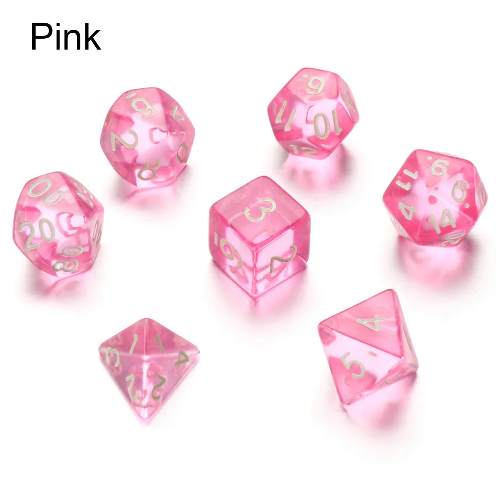 For RPG DND Accessories 7Pcs Multi-Sided Clear Dice Set Game Dice Polyhedral Dice For Board Card Game Tarot Supplies