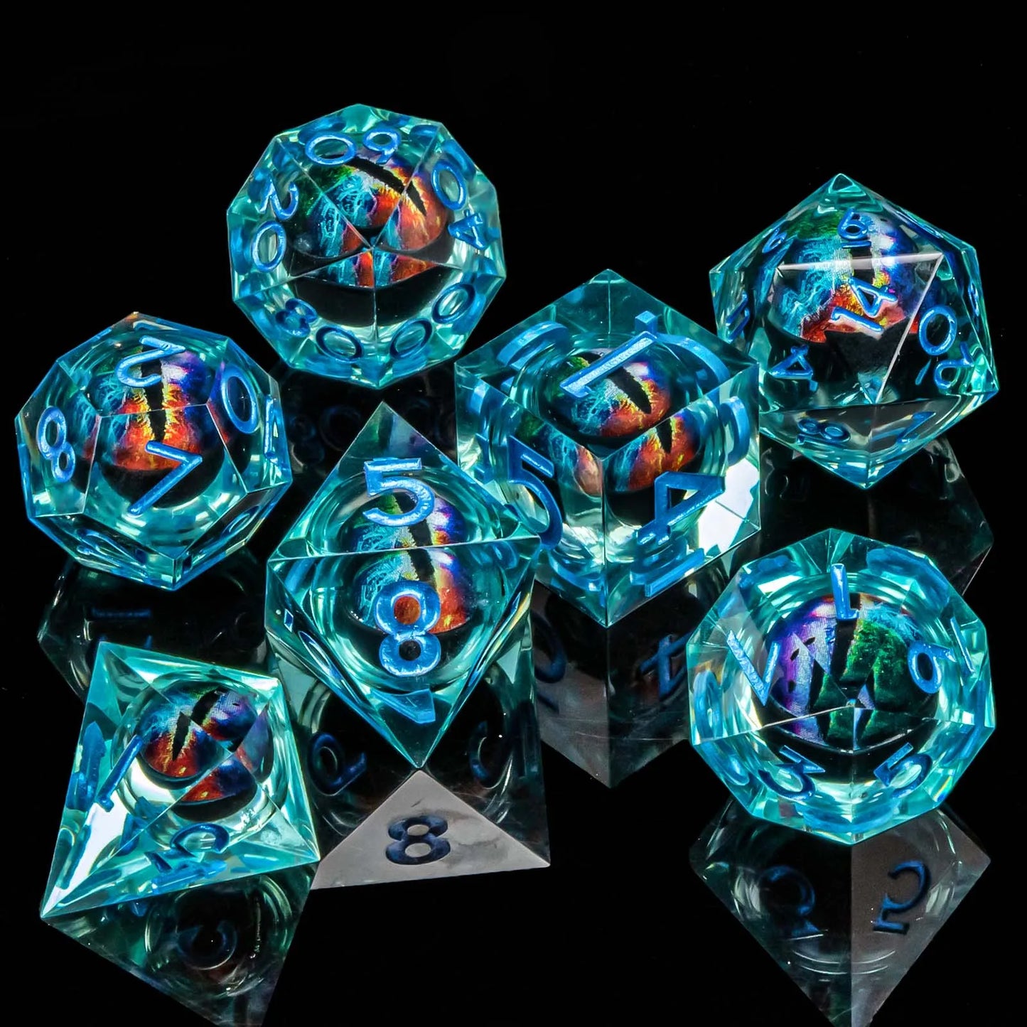 D&D D and D Flowing Sand Sharp Edge Dragon Resin Polyhedral Dice Set For RPG Role Playing Dungeon and Dragon Pathfinder  Boa