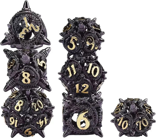 Metal DND Dice Set Hollow Dragon Dice RPG Role Playing Dice Polyhedral Metal Dice set for Dungeons and Dragons D&D Dice set