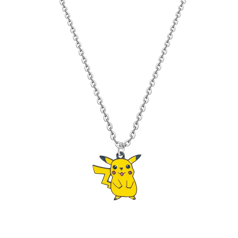 Pokemon Cartoon Pendant Necklace Pikachu Metal Hip hop Pendant Necklace Anime Magic Ball Sweater Chain Kawaii Model Jewelry Gift